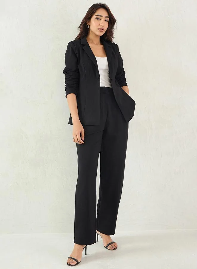 Femmella Women Black Wide Leg Trousers
