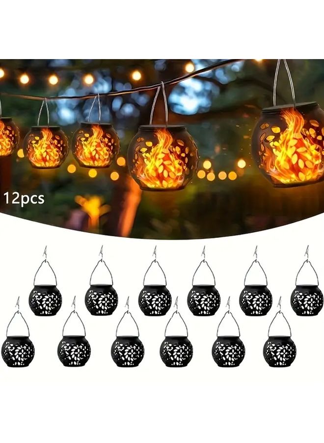 12 قطعة من فوانيس الطاقة الشمسية الخارجية، أضواء شمسية معلبة باللون الدافئ للحديقة والشرفة والتخييم - Image 1