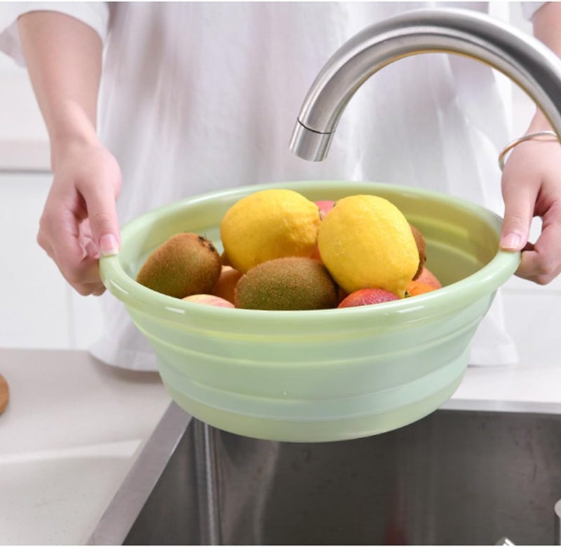Leeonz Folding Washbasin, Washtub, Hot Water Basin, Bucket, Space Saving, Laundry, Cleaning, Foot Bath, Outdoor, Travel (Medium, Pista Green) Odor resistant - Image 2