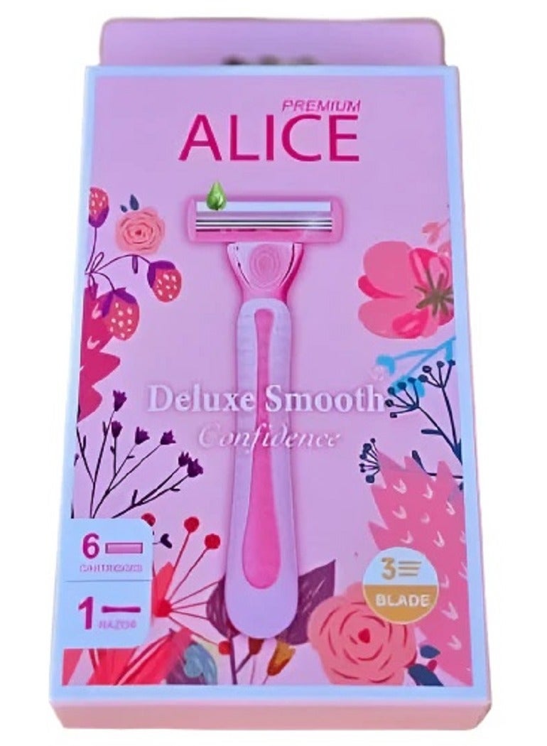 أليس مجموعة ديلوكس سموث كونفيدنس (ماكينة حلاقة واحدة + 6 خراطيش / 3 شفرات) - Image 1