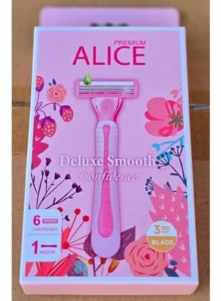 أليس مجموعة ديلوكس سموث كونفيدنس (ماكينة حلاقة واحدة + 6 خراطيش / 3 شفرات) - Image 2