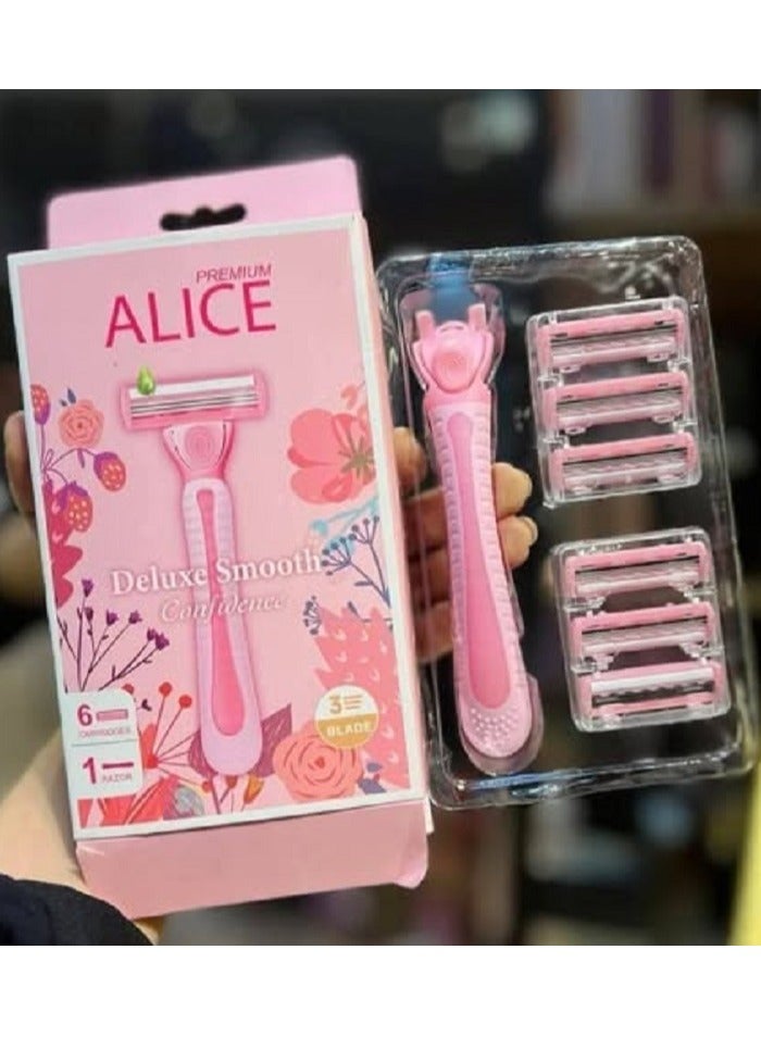 أليس مجموعة ديلوكس سموث كونفيدنس (ماكينة حلاقة واحدة + 6 خراطيش / 3 شفرات) - Image 4
