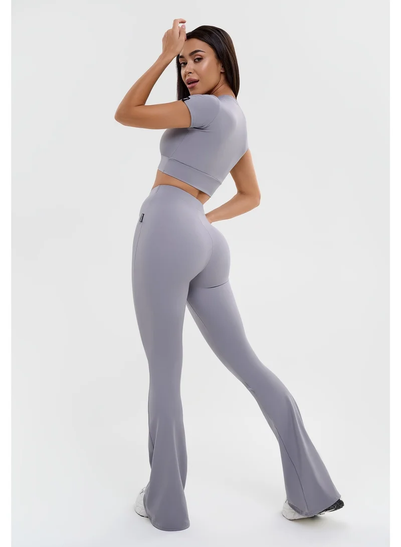 Bona Fide Tied Up Top Gray Bona Fide Workout Tops for Women - Short/Long Sleeve Compression Shirt - Breathable Tight Crop Top for Gym, Running, Yoga for Women | Best Price UAE