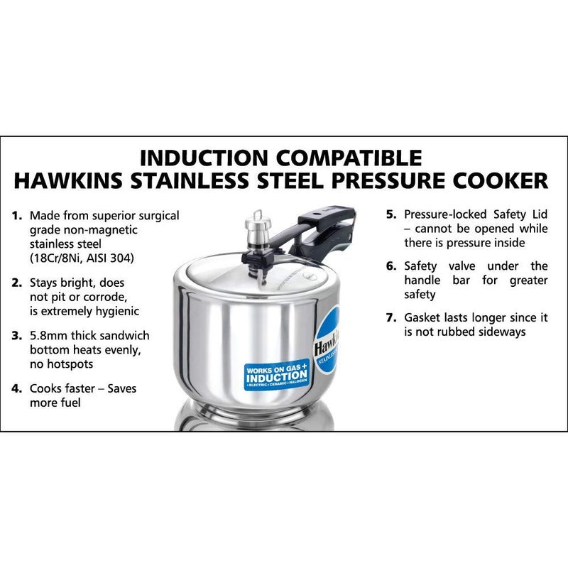 Hawkins Stainless Steel Inner Lid Pressure Cooker, 3 Litres Tall, With Two Dish Set/Separator, 3 Liter - Image 4