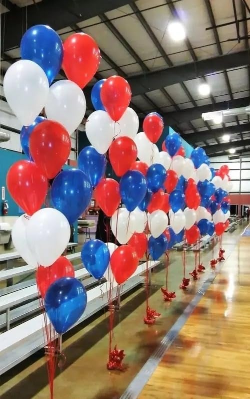 AMFIN® (Pack of 25) 10 inch Metallic Balloons Blue, White and Red for Birthday Decoration, Decoration for Weddings, Engagement, Baby Shower, Anniversary Party, Theme Party - Blue, White & Red - Image 3