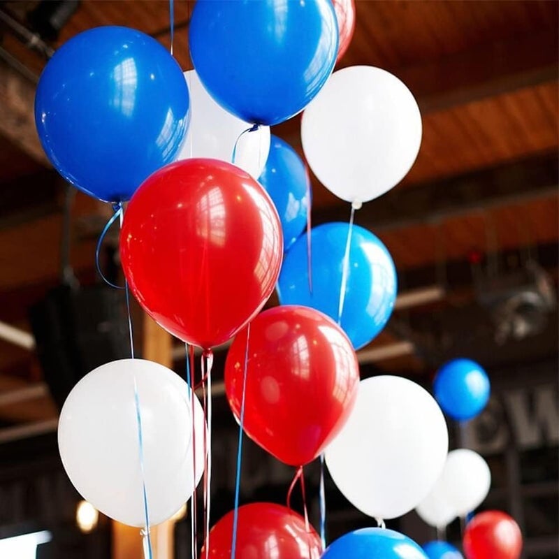 AMFIN® (Pack of 25) 10 inch Metallic Balloons Blue, White and Red for Birthday Decoration, Decoration for Weddings, Engagement, Baby Shower, Anniversary Party, Theme Party - Blue, White & Red - Image 4