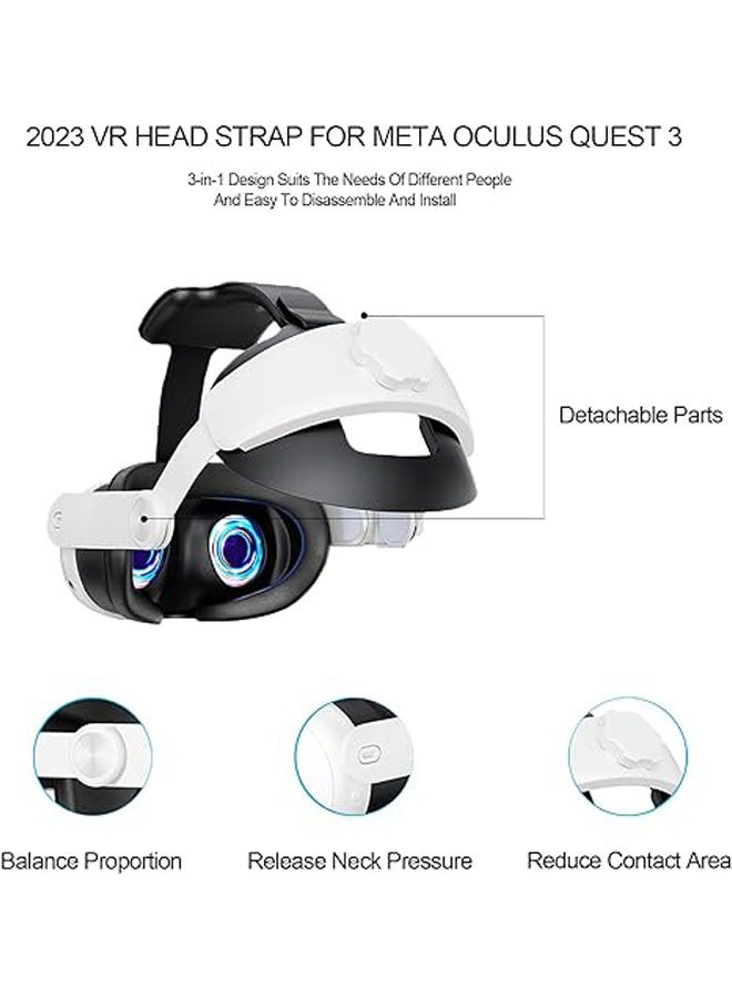 عصابة رأس VR لـ Oculus Quest 3، عصابة رأس Halo 3 في 1 قابلة للتعديل كبديل لعصابة الرأس Elite لتعزيز الراحة والانغماس في الألعاب، ملحقات الواقع الافتراضي المتوافقة مع Oculus/Meta Quest 3 - Image 2