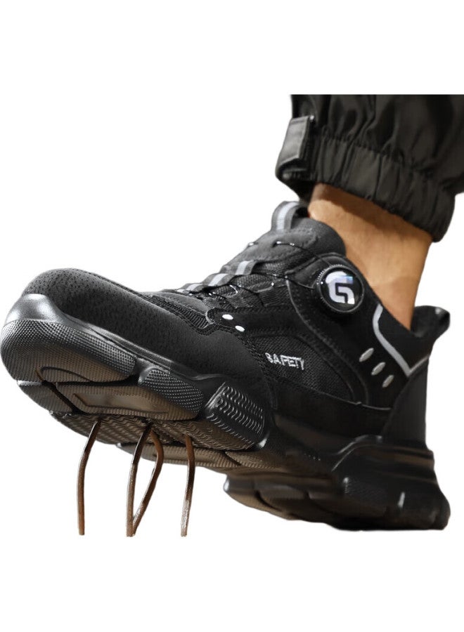 Fumer Men'S Breathable Steel Toe Anti-Smashing Anti-Piercing Ultra-Light Soft Bottom Safety Work Shoes F155Bk 39 - Image 1