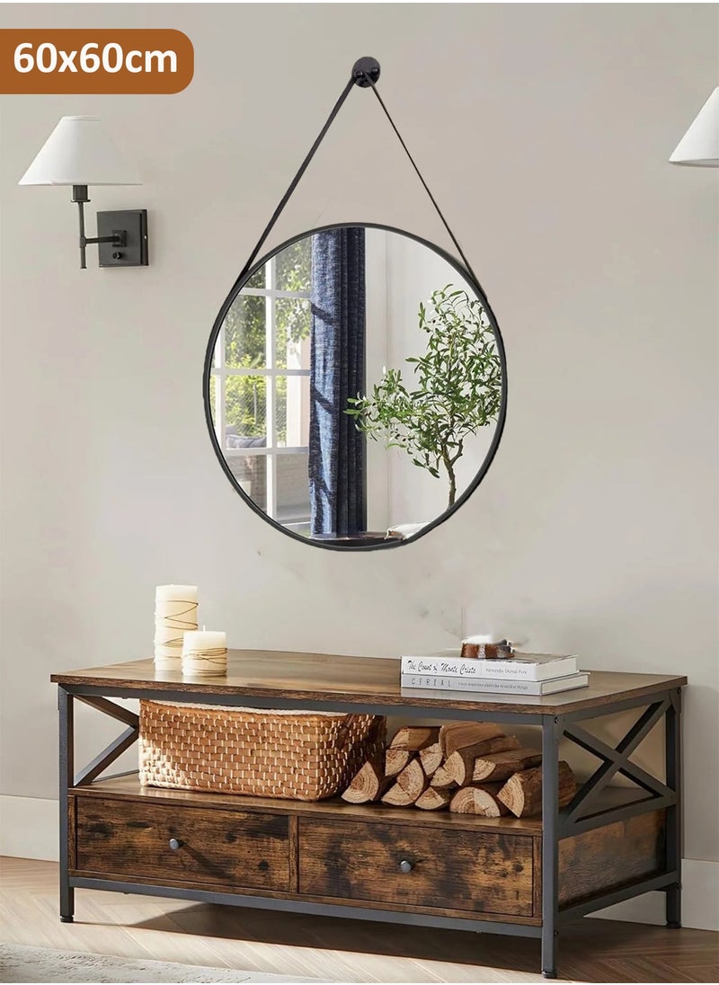 Taimi Nordic Style Circle Shape Hanging Mirror Cute and Luxury Design Modern Mirror Hanging Vanity Mirror for Bedroom Bathroom Living Room without Light Size 60cm  - Image 1