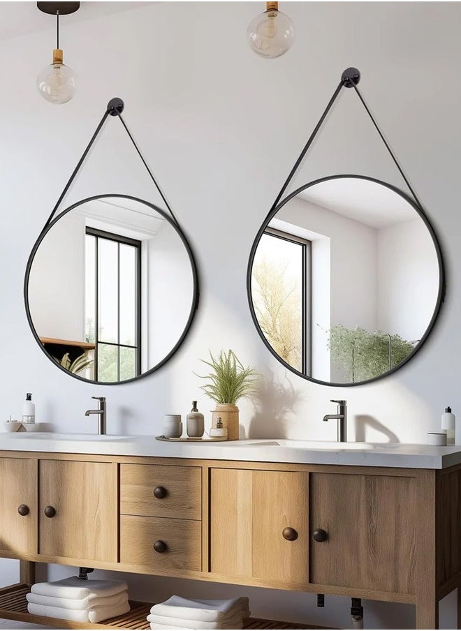 Taimi Nordic Style Circle Shape Hanging Mirror Cute and Luxury Design Modern Mirror Hanging Vanity Mirror for Bedroom Bathroom Living Room without Light Size 60cm  - Image 5