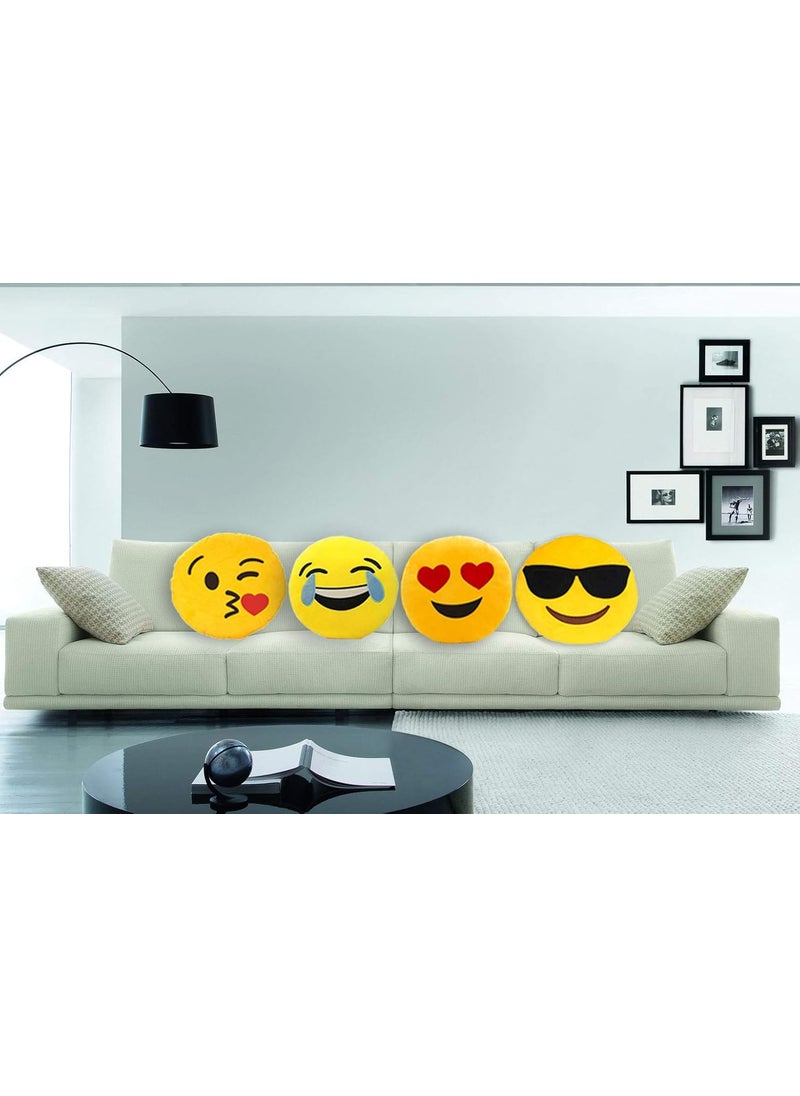 Supreme Home Collective Supreme Home Collective Plush Emoji Pillow Soft Round Kiss Laugh to Cry Loving Heart Cool Decorative Cushion 12x12 inches30x30cm Pack of 4 