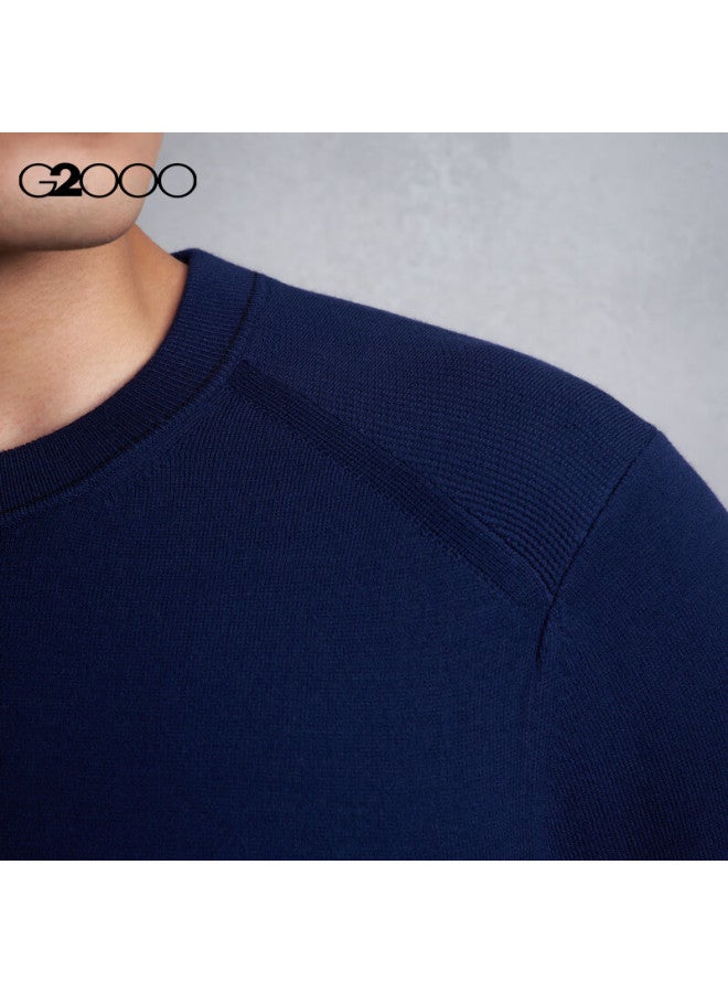 G2000 Soft Comfortable Men's Autumn Winter Slim Fit Crew Neck Knit Sweater Deep Navy Blue Mall Edition - Image 3