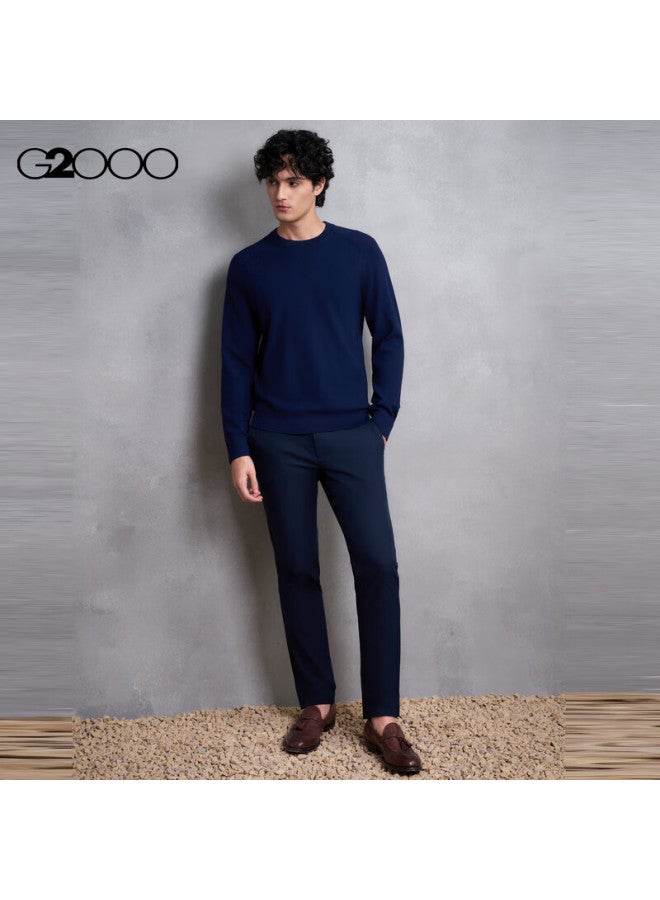 G2000 Soft Comfortable Men's Autumn Winter Slim Fit Crew Neck Knit Sweater Deep Navy Blue Mall Edition - Image 4