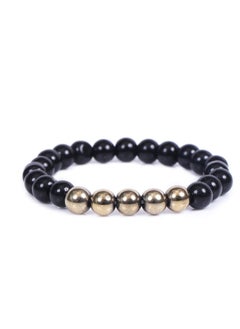 REBUY Golden Pyrite & Black Tourmaline Stone Healing Crystal Bracelet  Combination for Protection
