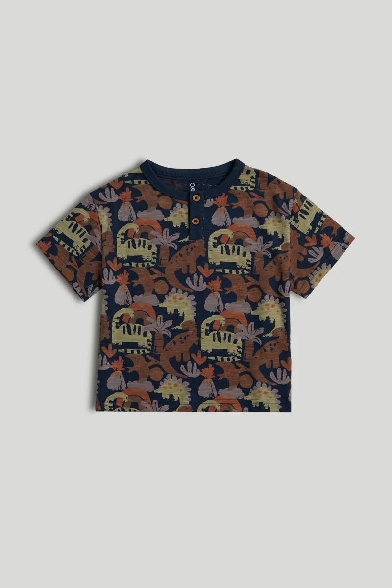 mothercare Navy Dinosaur Henley T-Shirt