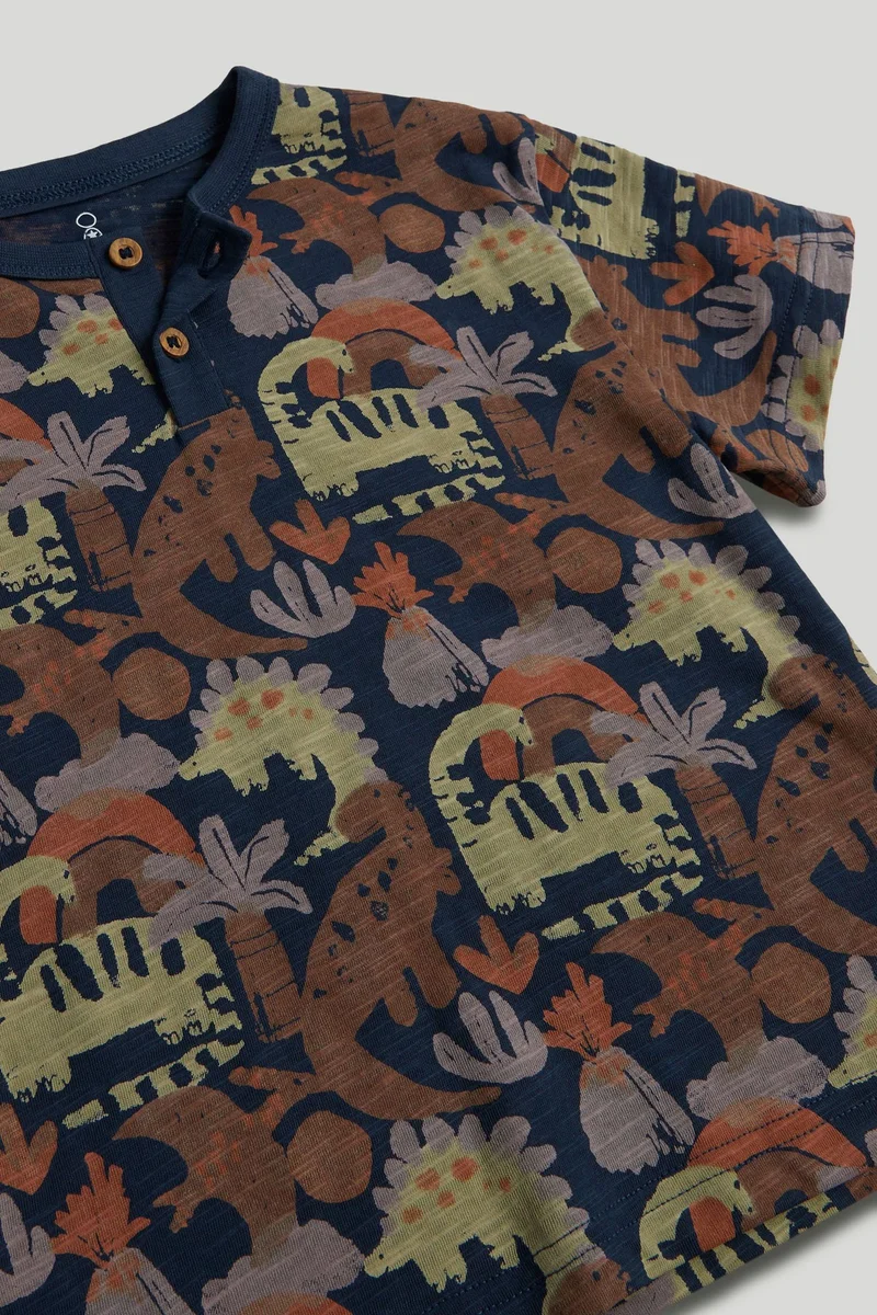 mothercare Navy Dinosaur Henley T-Shirt
