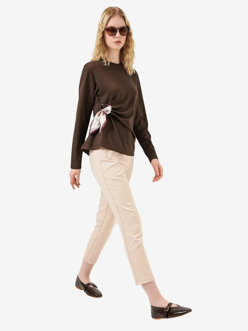 بيغ دارت BDART Women's Long-sleeved Crew Neck Top With Tie Detail