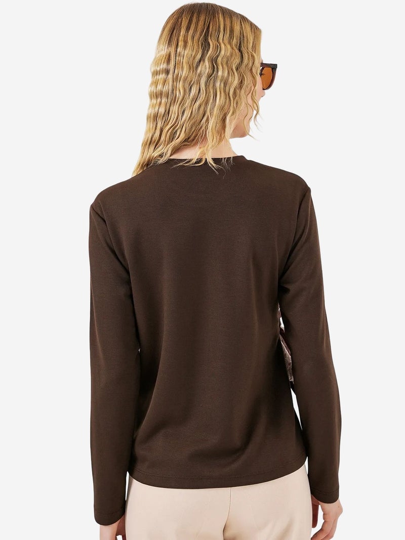 BIG DART BDART Women's Long-sleeved Crew Neck Top With Tie Detail - Image 5