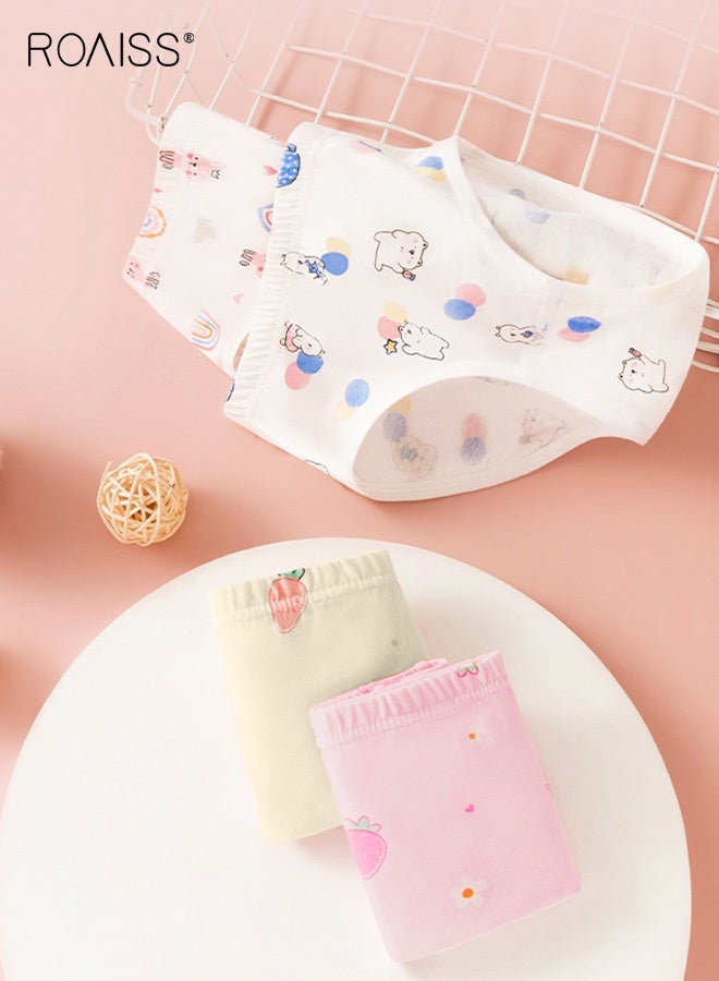 رويس طقم 4 قطع ملابس داخلية للبنات، سراويل داخلية ناعمة ومطاطية بنقوش رائعة، سراويل داخلية مسامية مع أحزمة خصر مرنة للبنات، مثالية للارتداء اليومي - Image 2