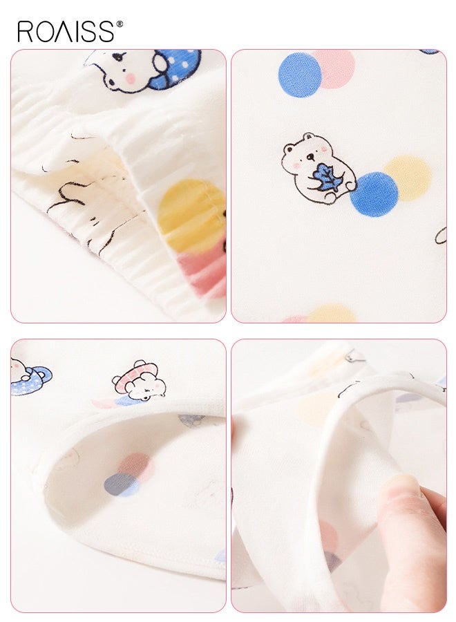 رويس طقم 4 قطع ملابس داخلية للبنات، سراويل داخلية ناعمة ومطاطية بنقوش رائعة، سراويل داخلية مسامية مع أحزمة خصر مرنة للبنات، مثالية للارتداء اليومي - Image 3