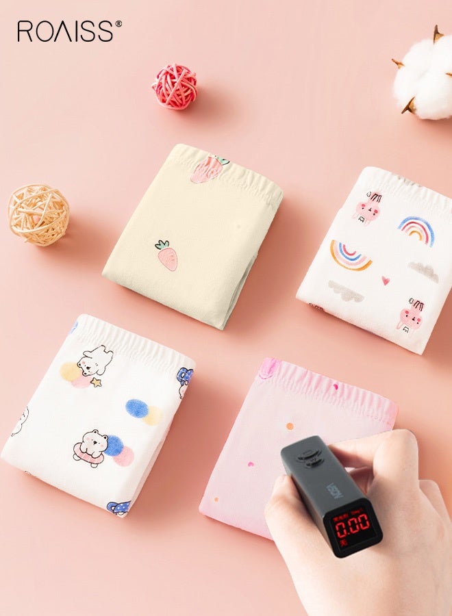 رويس طقم 4 قطع ملابس داخلية للبنات، سراويل داخلية ناعمة ومطاطية بنقوش رائعة، سراويل داخلية مسامية مع أحزمة خصر مرنة للبنات، مثالية للارتداء اليومي - Image 4