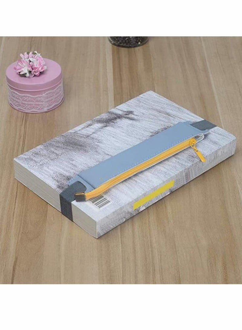 Loquat Pencil Pocket Case, 2-Pack PU Leather Pen, Sleeve Holder Pouch with Elastic Band for Book Notebook Bible (Pink and Blue ) - Image 5