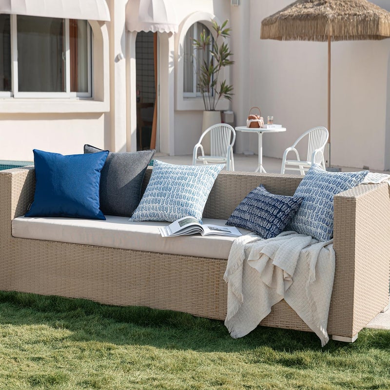 MIULEE Outdoor Set of 2 Patio Lumbar Pillows Spring 12â€x 20â€ Fade Resistant Outdoor Lumbar Pillow with Inserts, Fluffy Decorative Garden Waterproof Cushions for Home Patio Couch Sofa Use, Royal Blue - Image 5