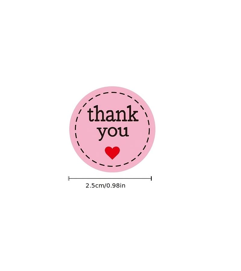 1 Roll Pink Round Heart Thank You Stickers 0.98 Inch Wedding Birthday Decoration - Image 4