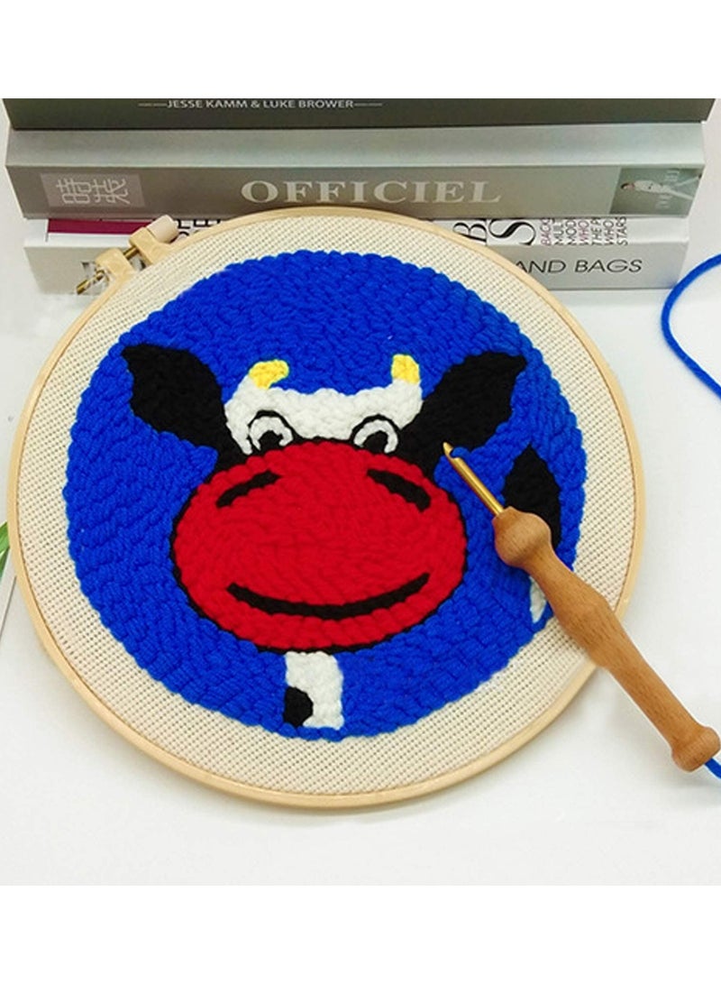 Punch Needle Embroidery Kit for Beginners - Includes Adjustable Carpet Yarn, Wooden Handle Pen Needle, Needle Threader, and Punch Cloth for Easy Embroidery Projects. - Image 3