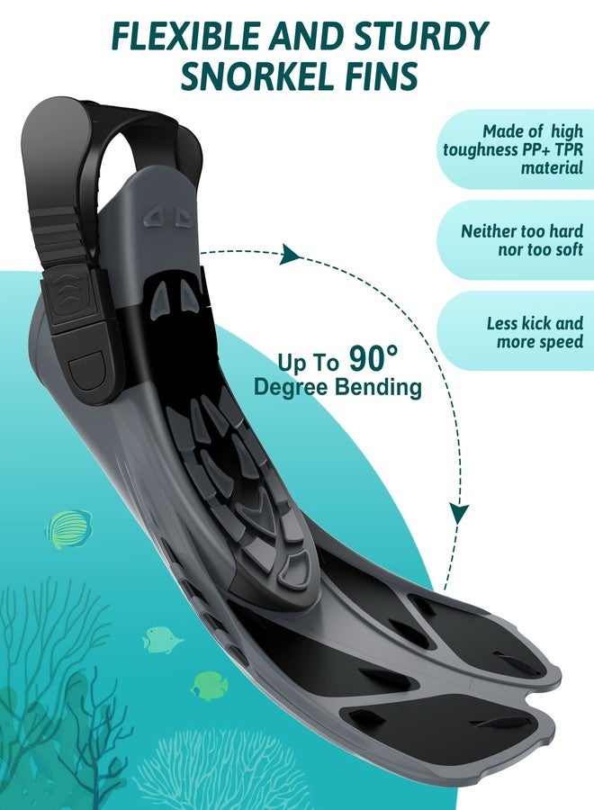 Viginsul Snorkeling Gear for Adults, Panoramic View Full Face Snorkel Mask with Foldable Dry Top System & Adjustable Swim Fins, Anti-Fog & Anti-Leak Snorkel Set - Image 4