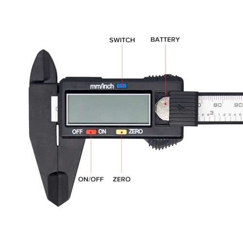 Vizbrite Electronic Digital Caliper, Plastic Vernier Caliper, Caliper Measuring Tool with Inch/Millimeter Conversion, Extra Large LCD Screen, 0-6 Inch/0-150 mm, Auto Off Featured Micrometer Ruler - Image 4