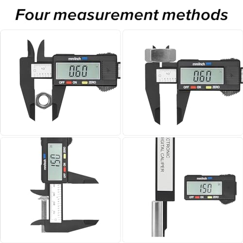 Vizbrite Electronic Digital Caliper, Plastic Vernier Caliper, Caliper Measuring Tool with Inch/Millimeter Conversion, Extra Large LCD Screen, 0-6 Inch/0-150 mm, Auto Off Featured Micrometer Ruler - Image 5