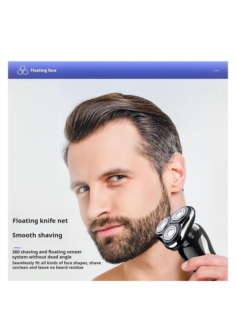 NNEWVANTE ماكينة حلاقة كهربائية للرجال، بديل دوار، ماكينة حلاقة كهربائية 3 في 1 للرجال، شفرات قابلة للاستبدال برأس عائم لاسلكي، ماكينة حلاقة بشاشة رقمية LCD، ماكينة حلاقة كهربائية - Image 2