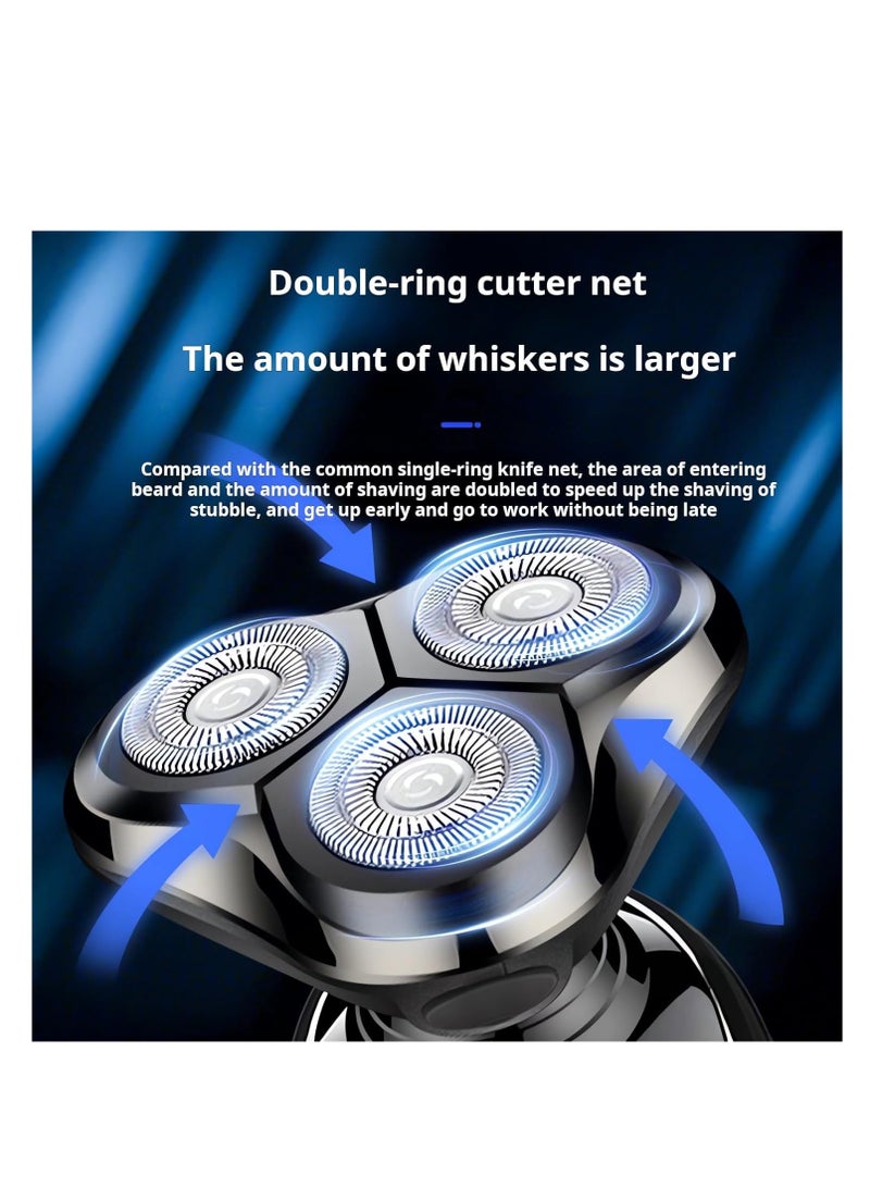 NNEWVANTE ماكينة حلاقة كهربائية للرجال، بديل دوار، ماكينة حلاقة كهربائية 3 في 1 للرجال، شفرات قابلة للاستبدال برأس عائم لاسلكي، ماكينة حلاقة بشاشة رقمية LCD، ماكينة حلاقة كهربائية - Image 5