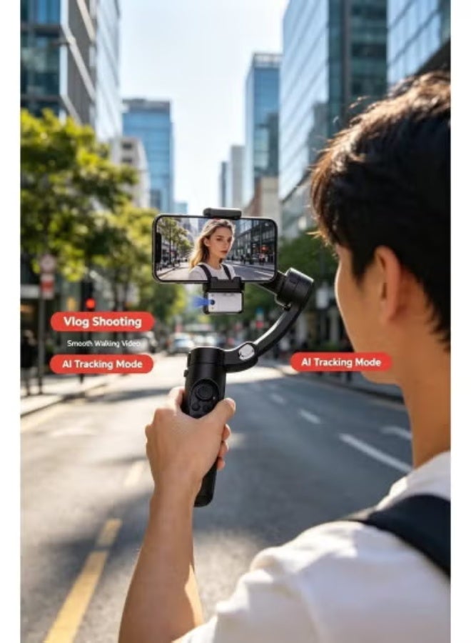 Gulf Trend M3 AI 3-Axis Foldable Smartphone Gimbal Stabilizer with Magnetic Remote, Handheld Phone Holder for Smooth Video Recording, Vlogging, Live Streaming, Reels, Photography & Content Creation - Image 3