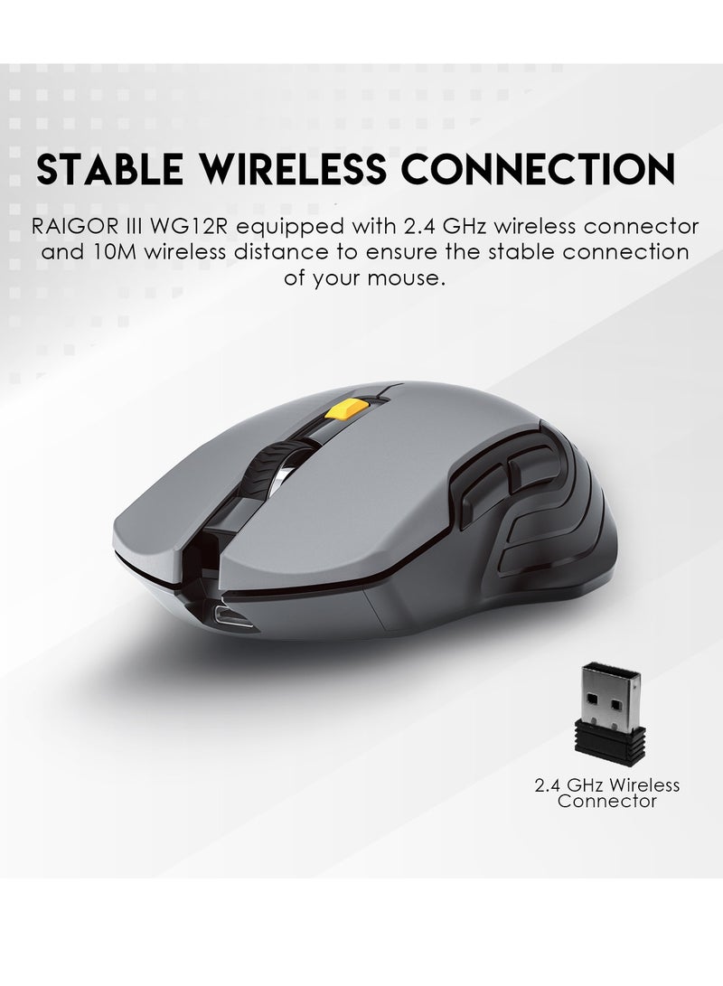 FANTECH WG12R Rechargeable Wireless Mouse RAIGOR III –  Pixart 3065 (2000DPI -30IPS- 10g) – 3M Clicks  – 500MhA – UV Coating , Left + Right Hand Support - Image 2