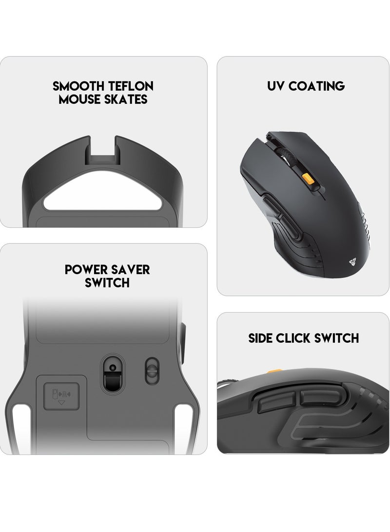 FANTECH WG12R Rechargeable Wireless Mouse RAIGOR III –  Pixart 3065 (2000DPI -30IPS- 10g) – 3M Clicks  – 500MhA – UV Coating , Left + Right Hand Support - Image 4