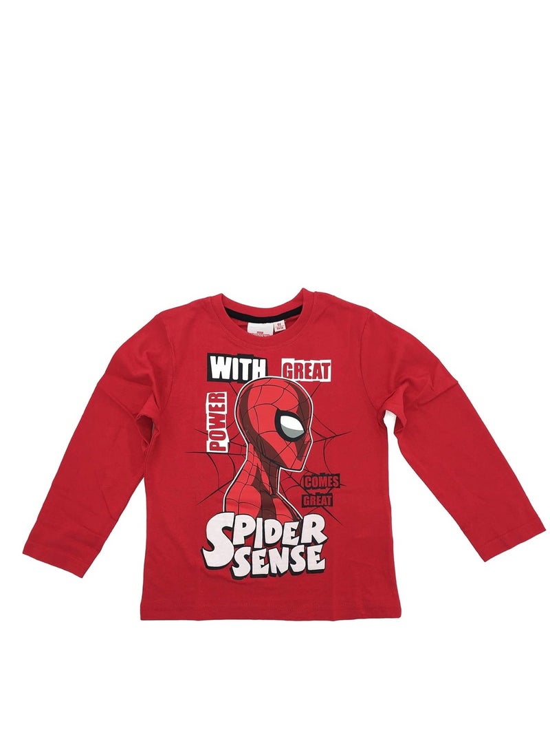 SPIDERMAN Spider-Man world boys long sleeve T-shirt 100% cotton by Kids TV - Image 1