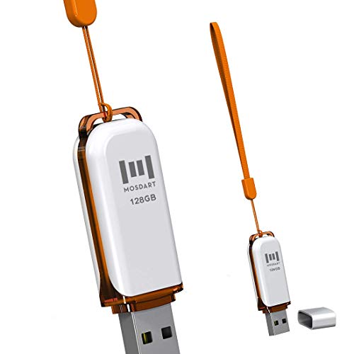 MOSDART 128GB USB 2.0 Flash Drive, with LED Light and Lanyards, exFAT Memory Stick for Computers, System Backup, Data Storage, Orange and Blue(Pack of 2) - Image 4