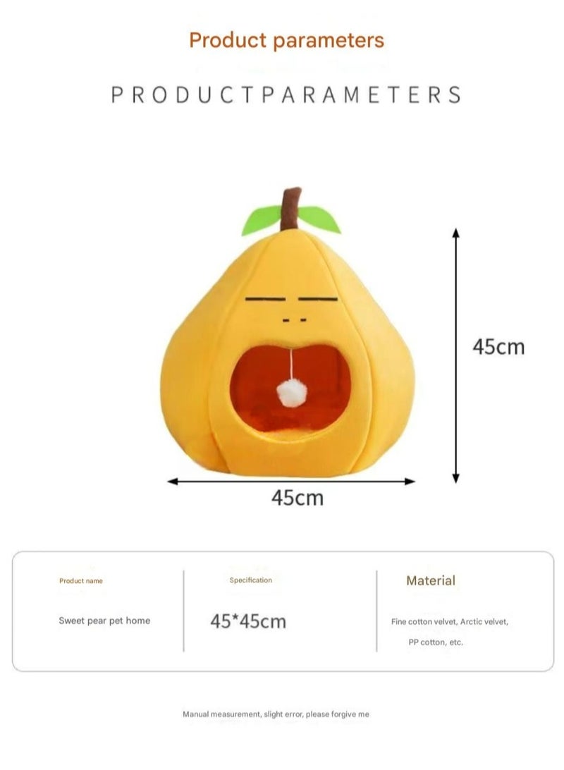 A.M Cute Cat Beds for Indoor Cats, Small Dog Beds, Soft Washable Pet Beds for Kitten and Puppy, Funny Pear Cat Cave - Image 2