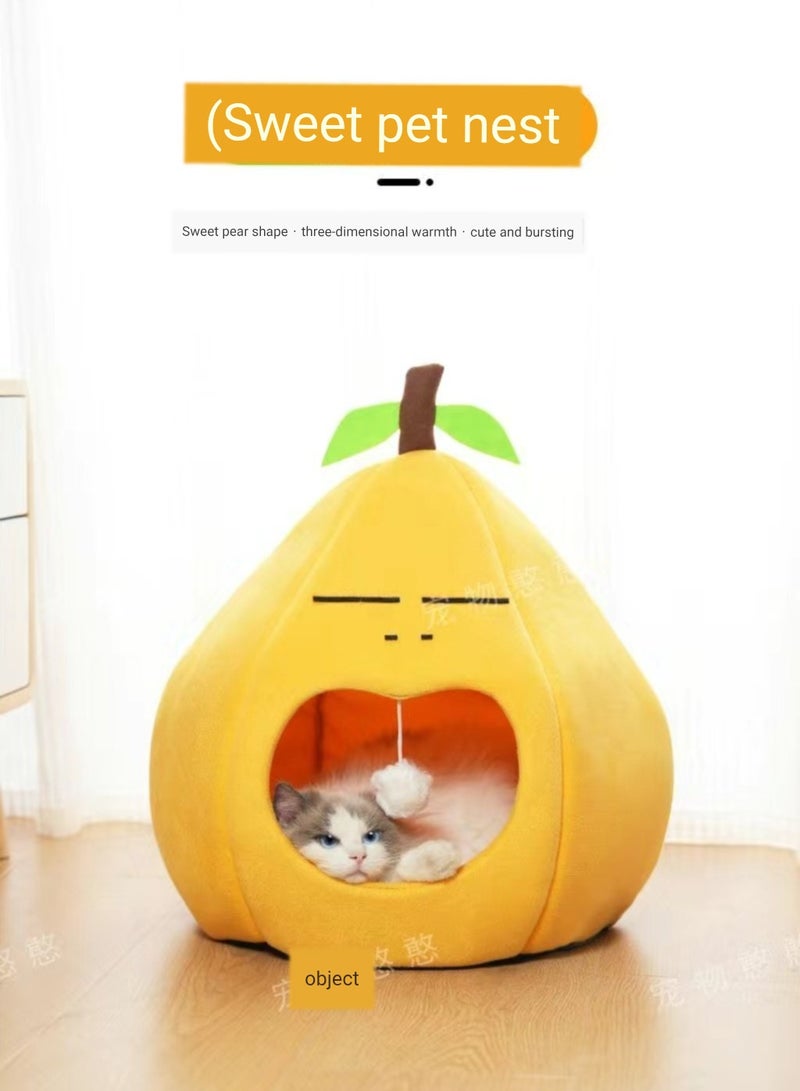 A.M Cute Cat Beds for Indoor Cats, Small Dog Beds, Soft Washable Pet Beds for Kitten and Puppy, Funny Pear Cat Cave - Image 3