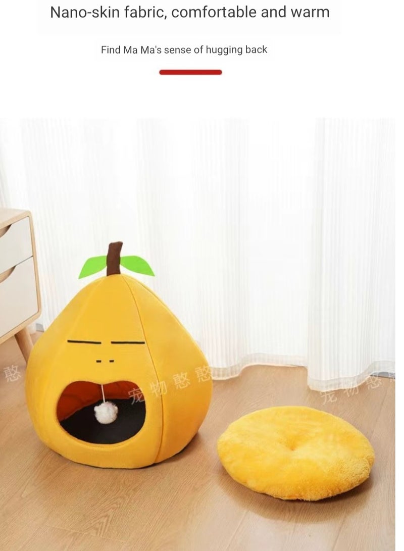 A.M Cute Cat Beds for Indoor Cats, Small Dog Beds, Soft Washable Pet Beds for Kitten and Puppy, Funny Pear Cat Cave - Image 4