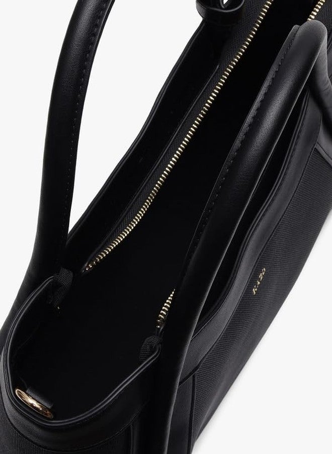 Kazo Sylvie Satchel | Premium Faux Leather Handbag for Women | Sleek Structured Everyday Bag with Dual Handles | Black | Medium - Image 5