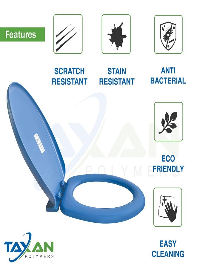 TAXAN POLYMERS TAXAN Blue EWC Toilet Seat Cover (17 x 14.5 in) | Oval Shape, PVC Western Commode Seat with Lid | High Glossy Finish, Sleek Design, Non-Soft Closing Commode Seat Cover with Installation Kit - Image 5
