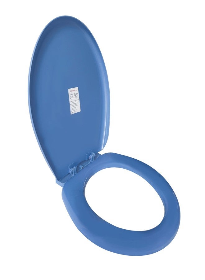 TAXAN POLYMERS TAXAN Blue EWC Toilet Seat Cover (17 x 14.5 in) | Oval Shape, PVC Western Commode Seat with Lid | High Glossy Finish, Sleek Design, Non-Soft Closing Commode Seat Cover with Installation Kit - Image 1