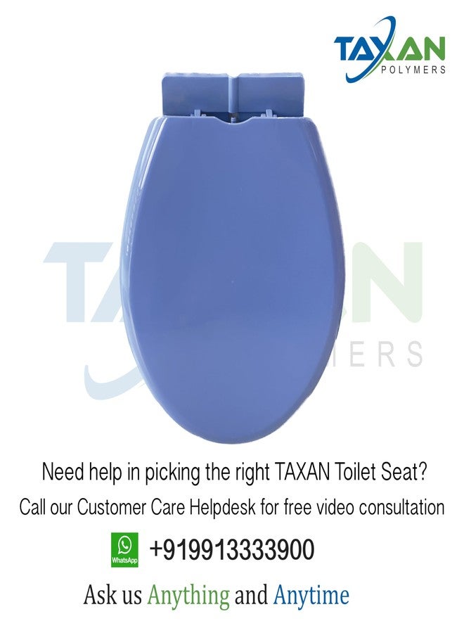 TAXAN POLYMERS TAXAN Blue EWC Toilet Seat Cover (17 x 14.5 in) | Oval Shape, PVC Western Commode Seat with Lid | High Glossy Finish, Sleek Design, Non-Soft Closing Commode Seat Cover with Installation Kit - Image 2