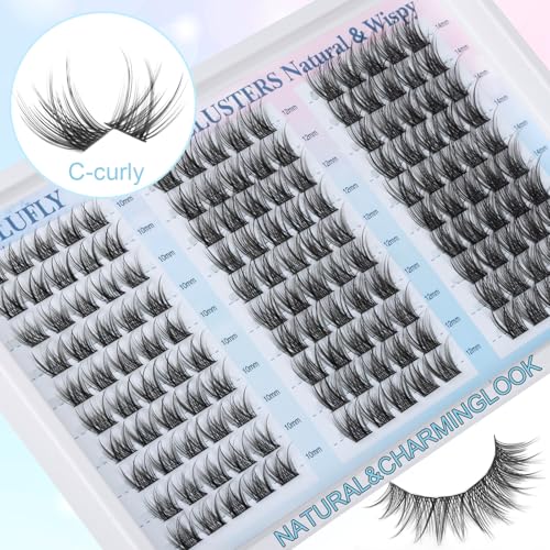 zanlufly Lash Clusters Wispy Eyelash Clusters Natural C-Curly Cluster Lashes zanlufly Wispy Individual Lashes 150Pcs Eyelash Extension 10 12 14MM DIY Lash Extensional Lash Clusters - Image 3
