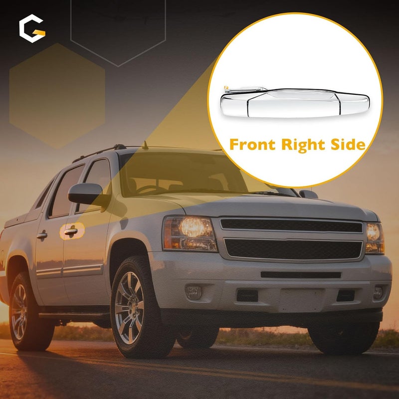 Gledewen Exterior Chrome Door Handle Front Right Passenger Side | for 2007-2013 Chevy Silverado Suburban Tahoe Avalanche, GMC Sierra Yukon, Cadillac Escalade | Replaces# 15915150, 22738722, 25960526, 80545 - Image 5