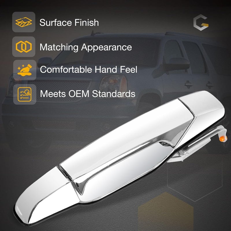Gledewen Exterior Chrome Door Handle Front Right Passenger Side | for 2007-2013 Chevy Silverado Suburban Tahoe Avalanche, GMC Sierra Yukon, Cadillac Escalade | Replaces# 15915150, 22738722, 25960526, 80545 - Image 3