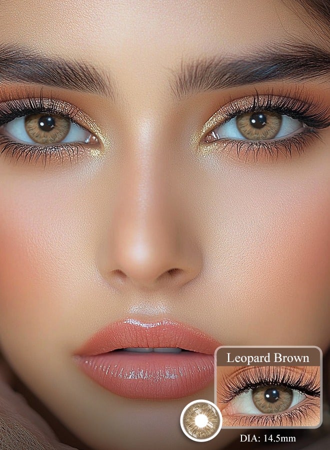 Freshlady Colored Contact Lenses Leopard Brown 14.50mm Yearly Disposable for Daily Wear - Image 1